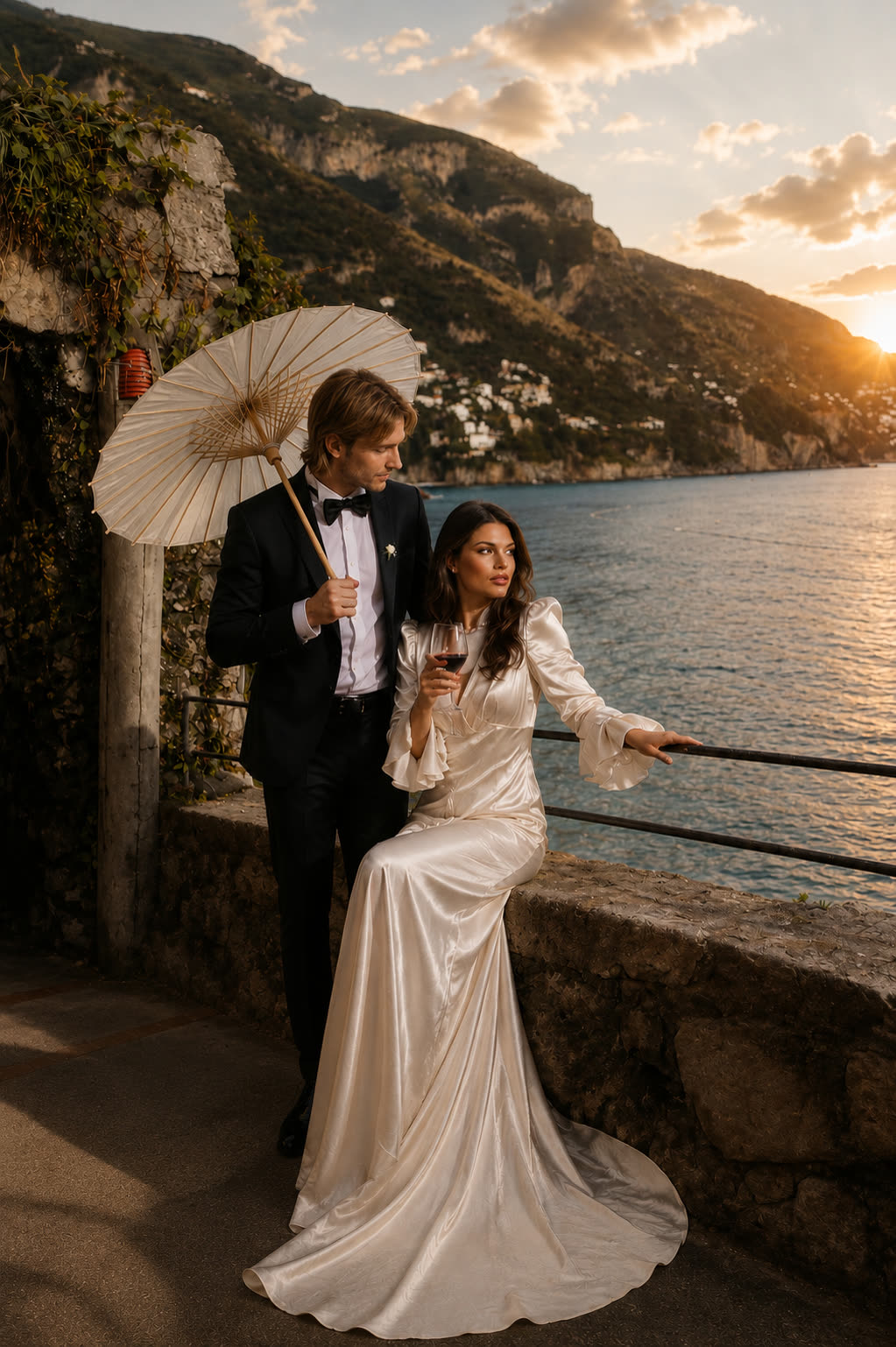Italian sunset wedding couple
